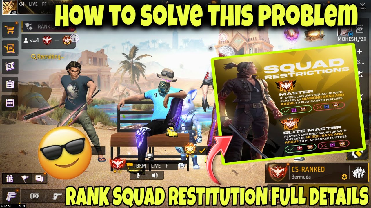 SQUAD RESTRICTION FREEFIRE KYA HAI | RANK REQUIREMENT NOT MET. UNABLE TO BEGIN MATCHMAKING PROBLEM