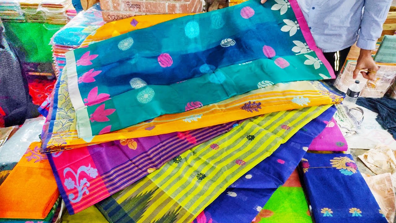 করটিয়া হাট থেকে ২০২৩ সালের সুতি শাড়ীর বিশাল কালেকশন। tant saree wholesale market Karatia hat Tangail