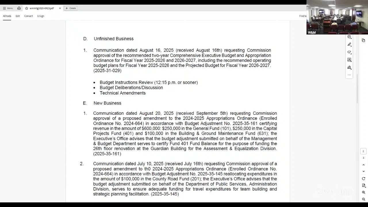 Ways & Means and Budget Hearing 9/23/25