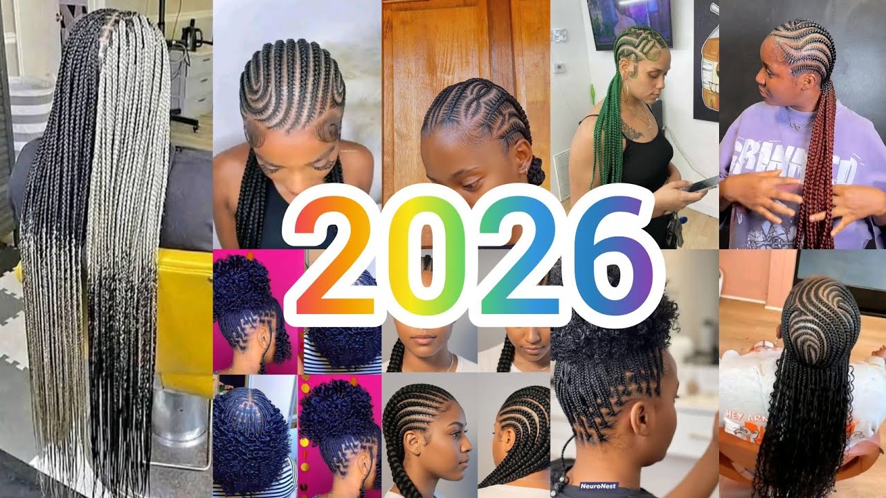 2026 CUTE LATEST CORNROW BRAIDS HAIRSTYLES/GHANA WEAVING HAIRSTYLES/ STITCH BRAIDS HAIRSTYLES #viral