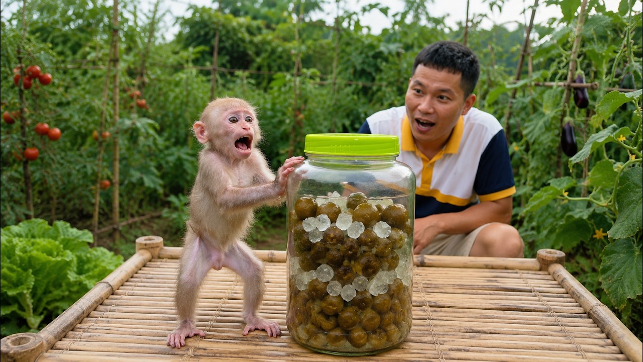 Bobby shouted with joy because his dad had pickled a delicious fruit for him.