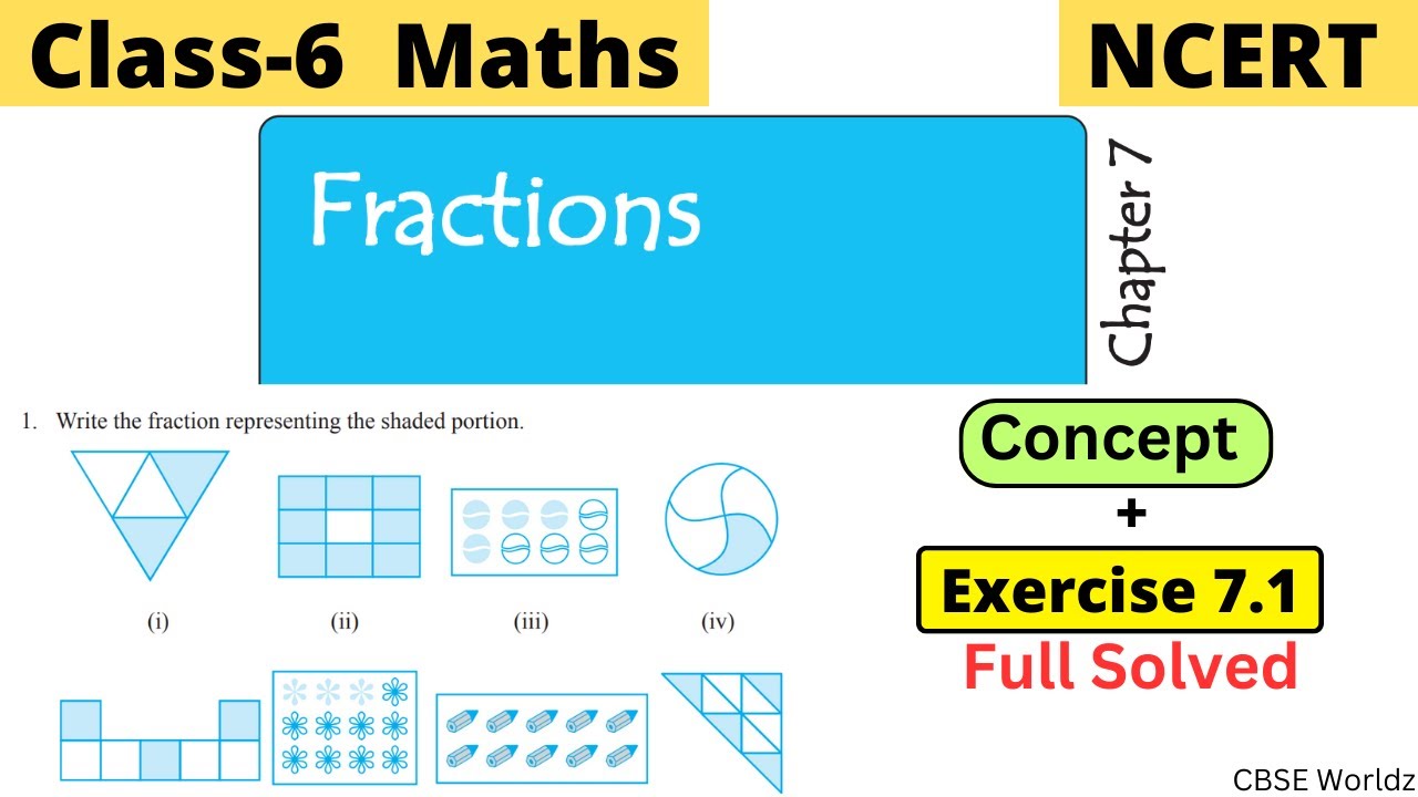 Class 6 Maths NCERT Chapter 7 Fractions Exercise 7.1 Full Solved | #class6 #cbseworldz