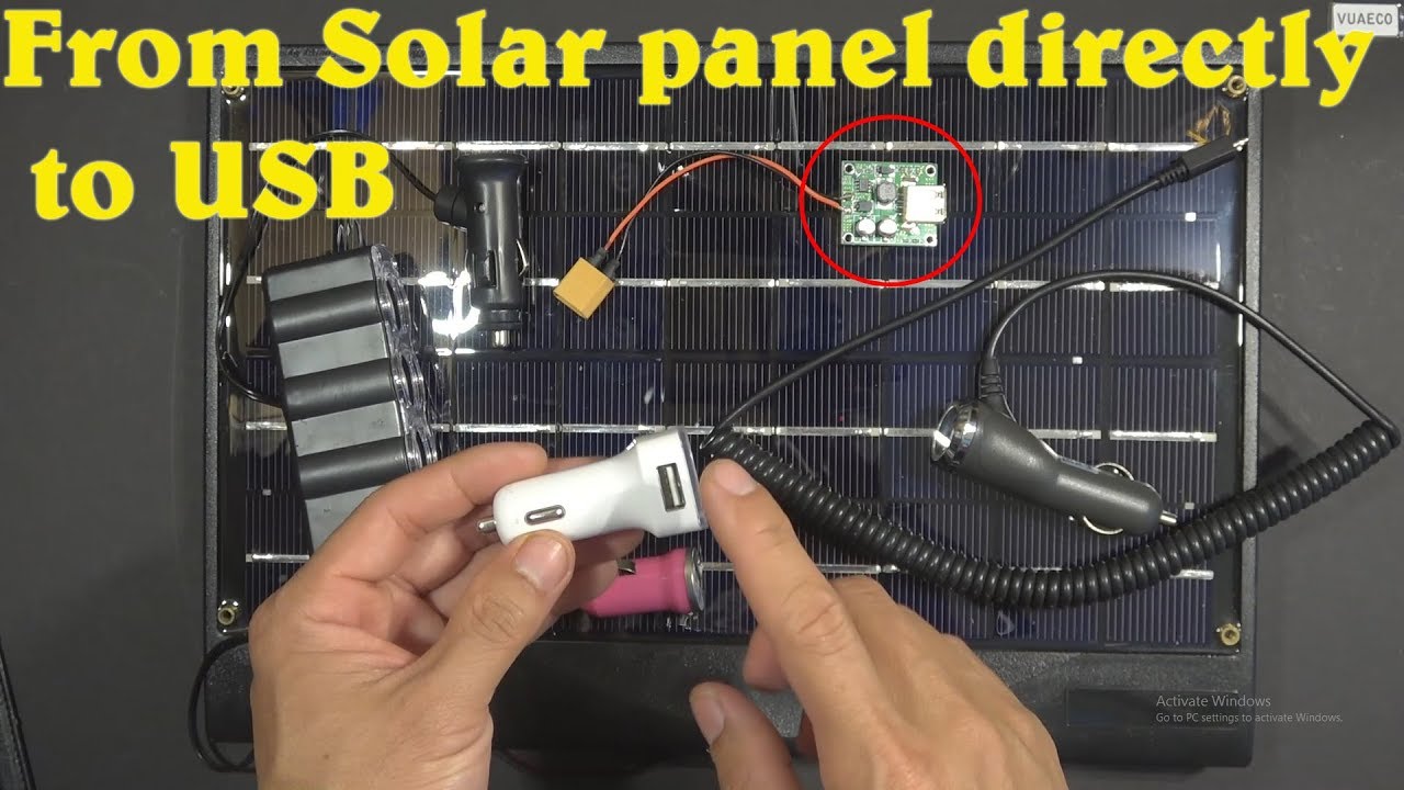 Power a USB port directly by a 12V solar panel without a battery
