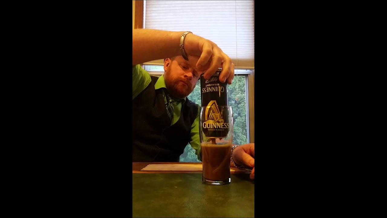 Pour Guinness from a can