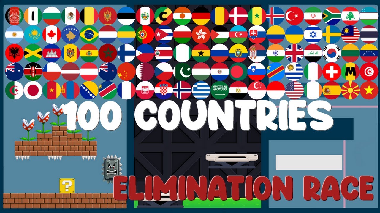 100 Countries  Elimination Room Marble Race in Algodoo