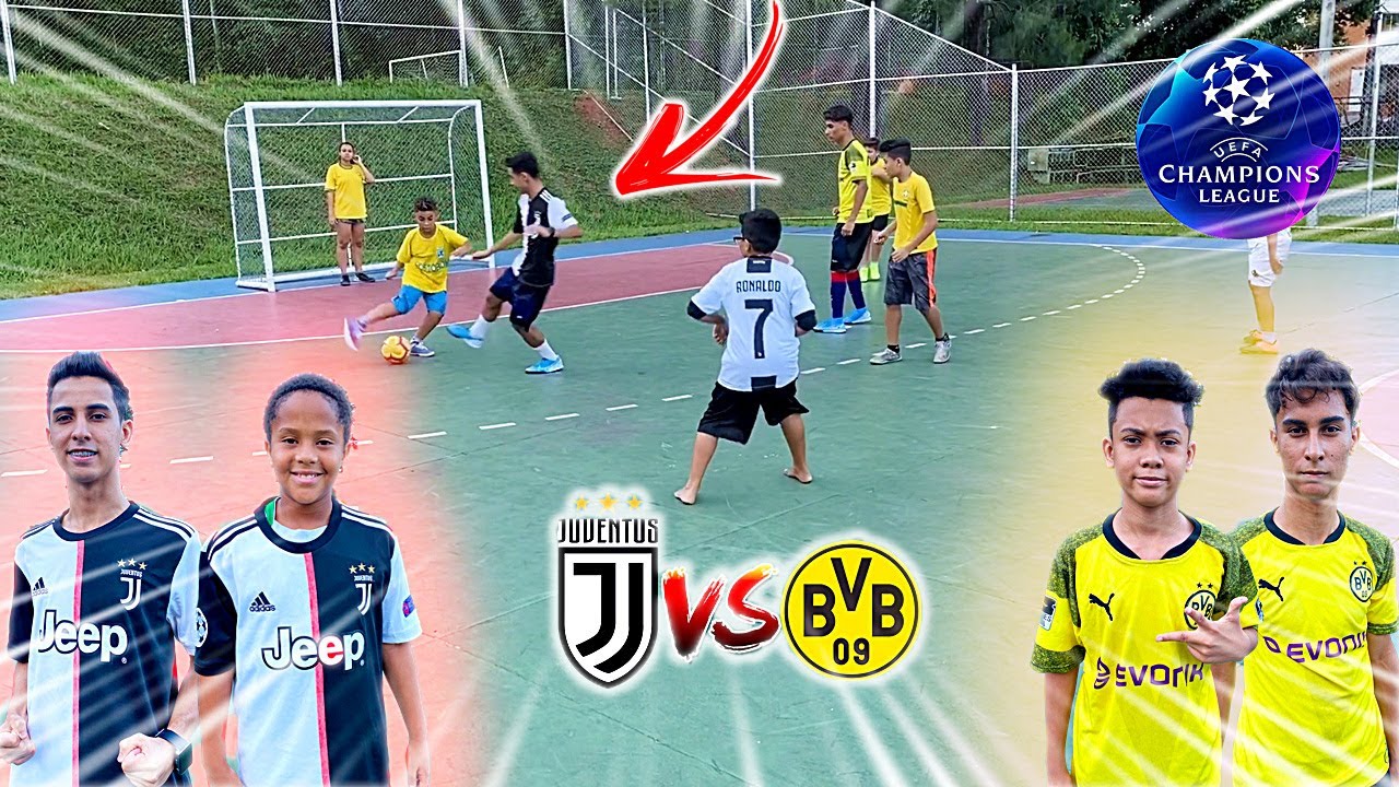 UEFA CHAMPIONS LEAGUE JOGO 5 vs 5 JUVENTUS x BORUSSIA DORTMUND DESAFIOS DE FUTEBOL #04 ‹ Rikinho ›