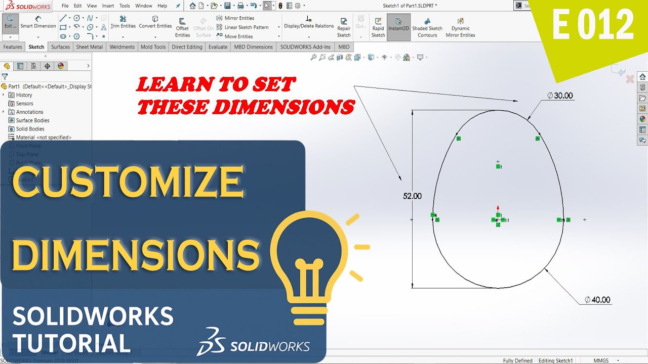 SolidWorks Sketch Tutorial (E012) │ Smart Dimension Settings & Formatting Tips &ndash; For Beginners