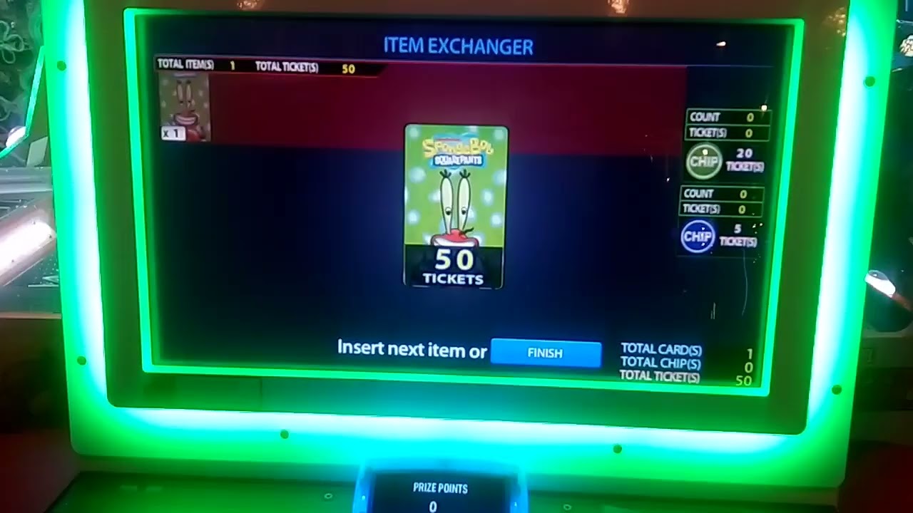 Ticket Redeem Machine - Our first Ever SpongeBob Pineapple Arcade Super Card Bonus Win!