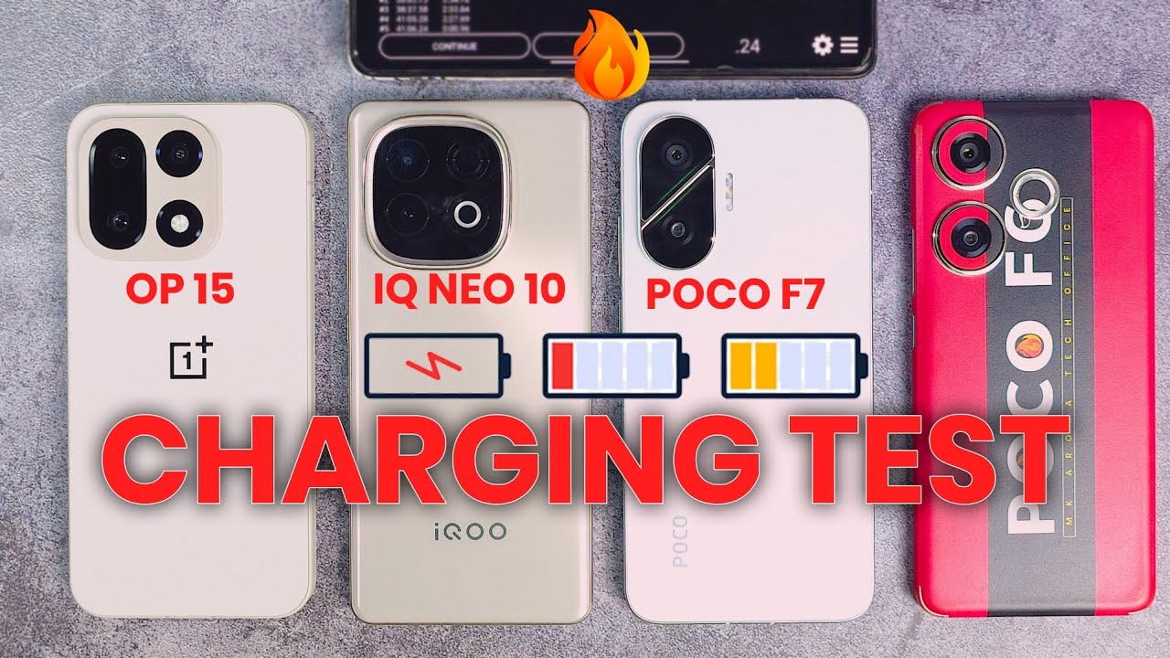 ⚡ Charging Test Battle - Oneplus 15 Vs iQOO Neo 10 Vs POCO F7 Vs POCO F6, Shocking Results 😲