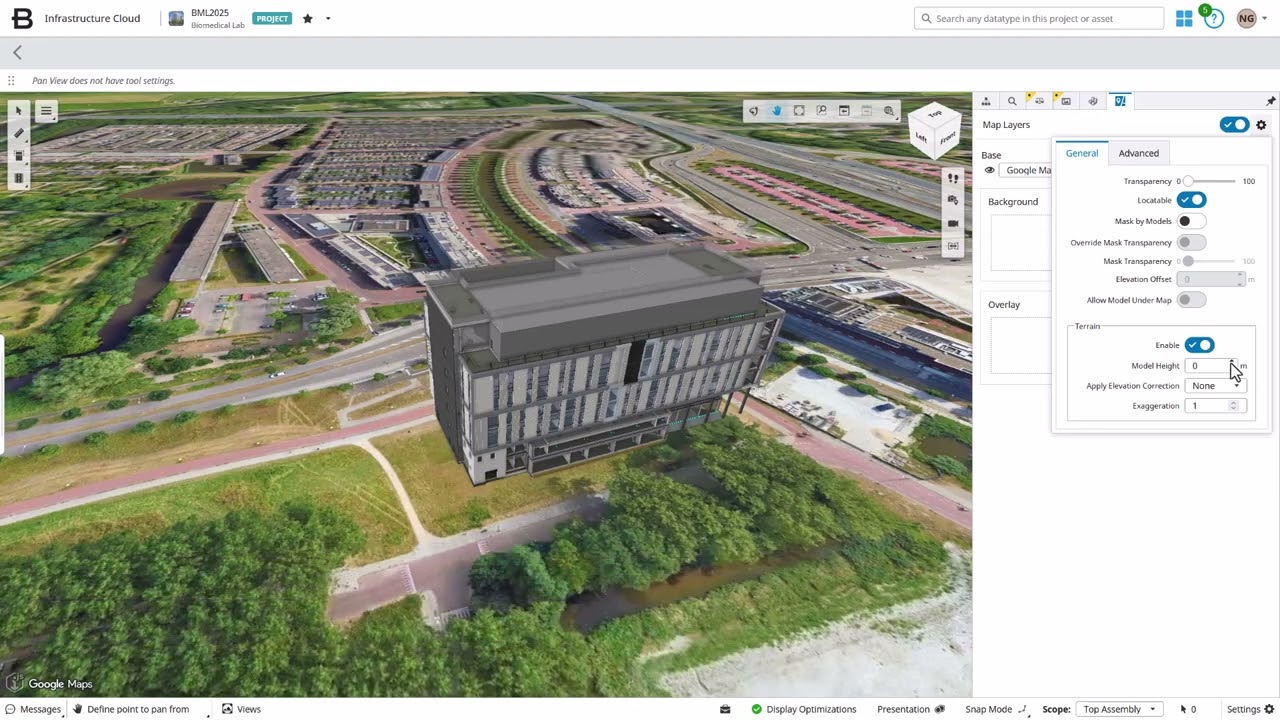 Google Map layers supported in iModel Viewer