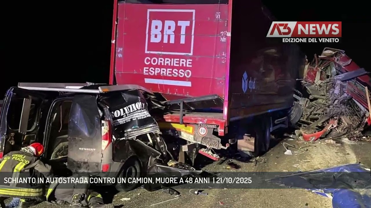 SCHIANTO IN AUTOSTRADA CONTRO UN CAMION, MUORE A 48 ANNI  | 21/10/2025