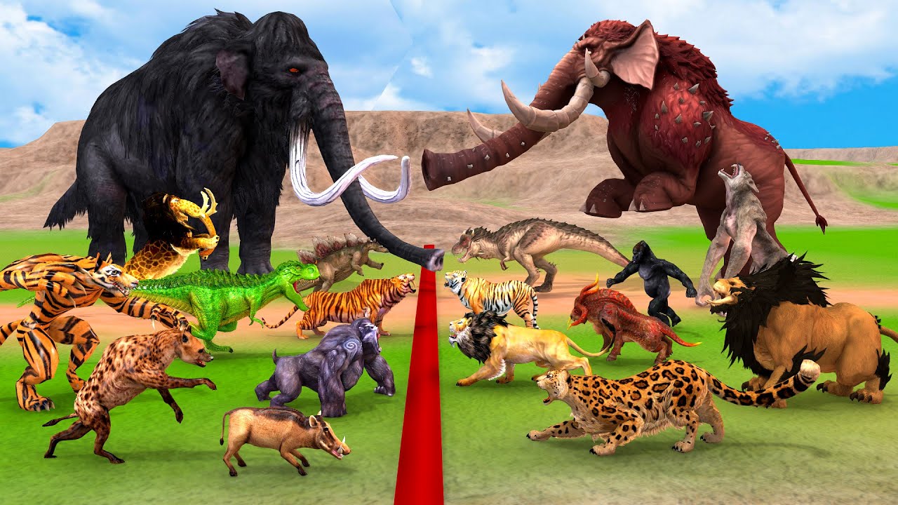 Animal Epic Battle - Prehistoric BIg Mammals vs Cenozoic Beasts Mammals Size - Animals ANIMATION