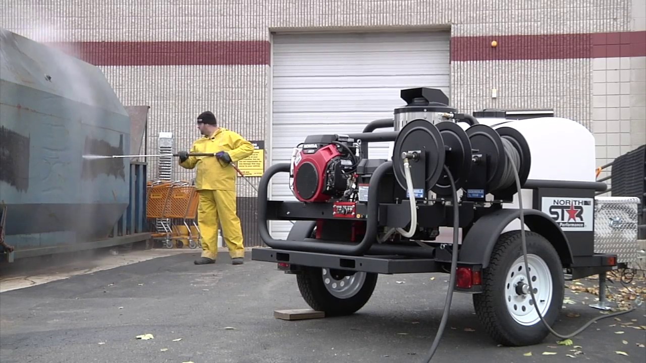 NorthStar Hot Water Pressure Washer - Honda Engine, 4 GPM @ 4000 PSI, Trailer Mounted