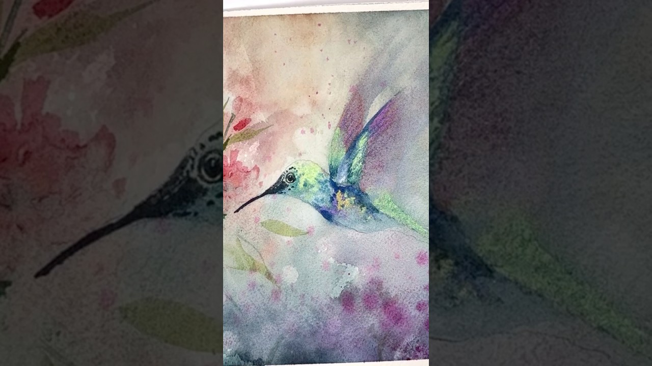 How to draw & paint a hummingbird  #watercolorpainting