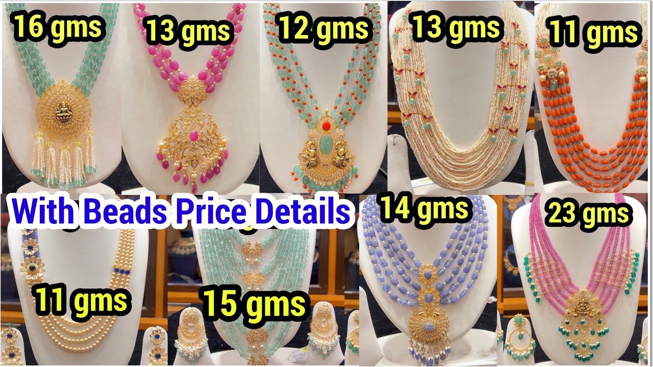 Lightweight beads haram Designs with clear cut price breakup table | Panna Jewellers Exclusive
