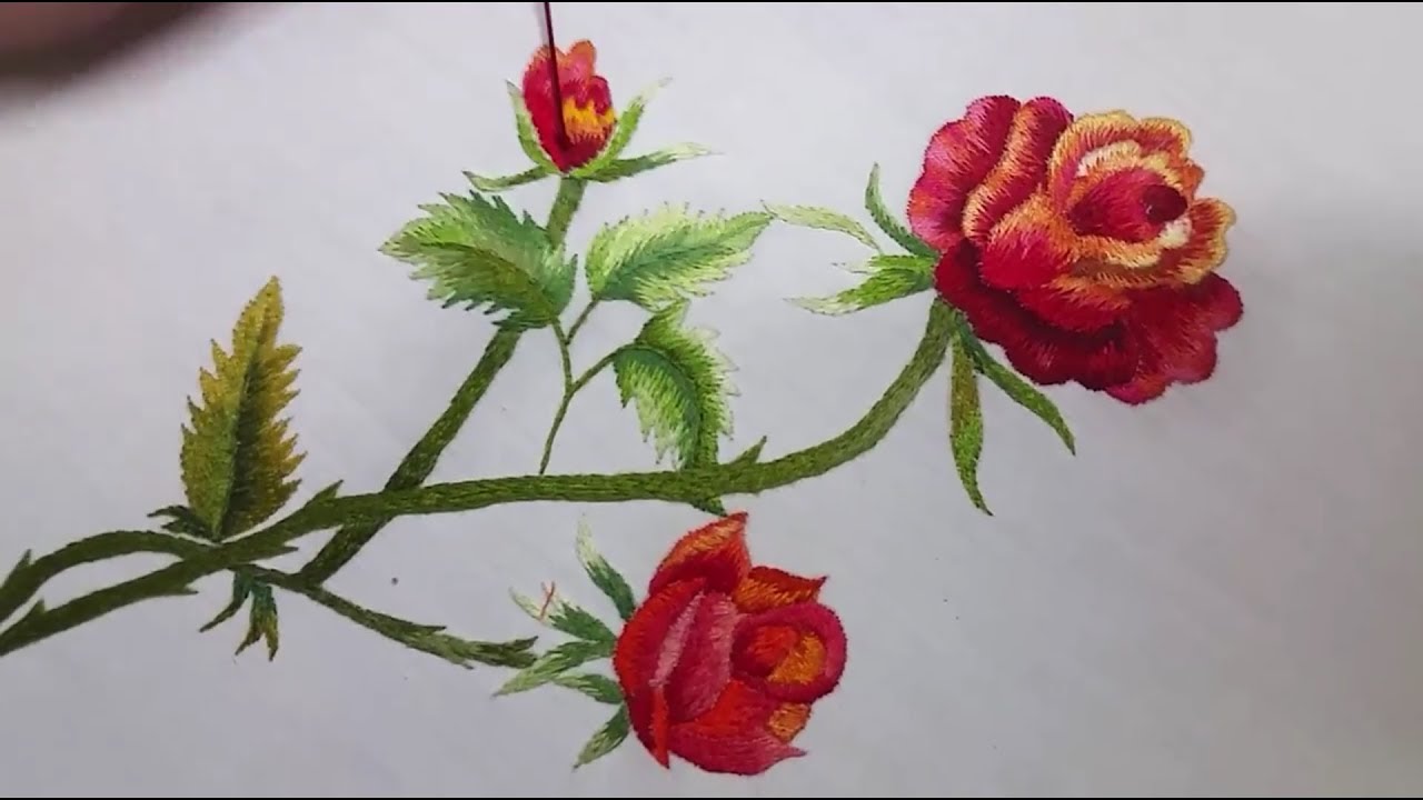 Rose Flower ... Hand Embroidery