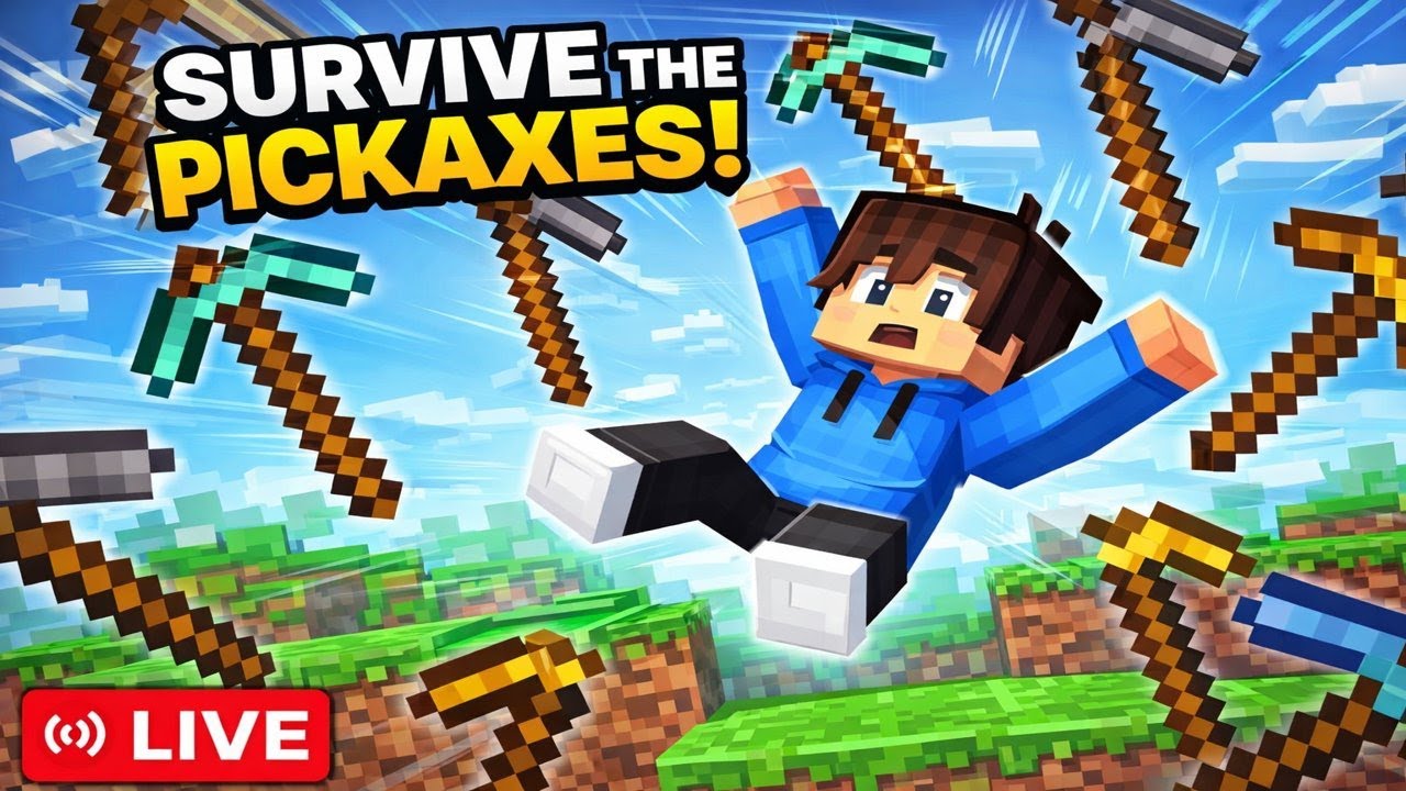 FALLING PICKAXE CHALLENGE 😱 | Can I Survive? 🔴 LIVE