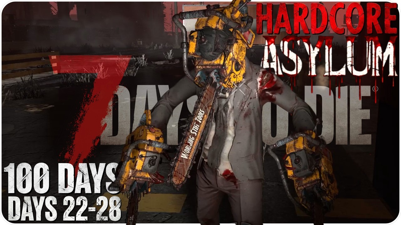 BIGGEST BADDEST UPDATE! Day28 Horde In the BURNT biome! 100 days in HARDCORE Asylum! | Asylum Mod