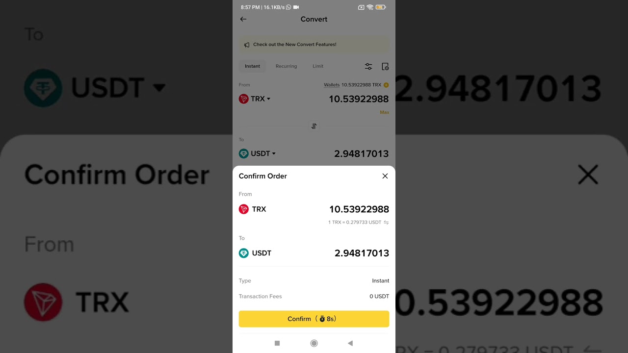 Как конвертировать TRON в USDT на Binance (Как обменять TRX на USDT на Binance)