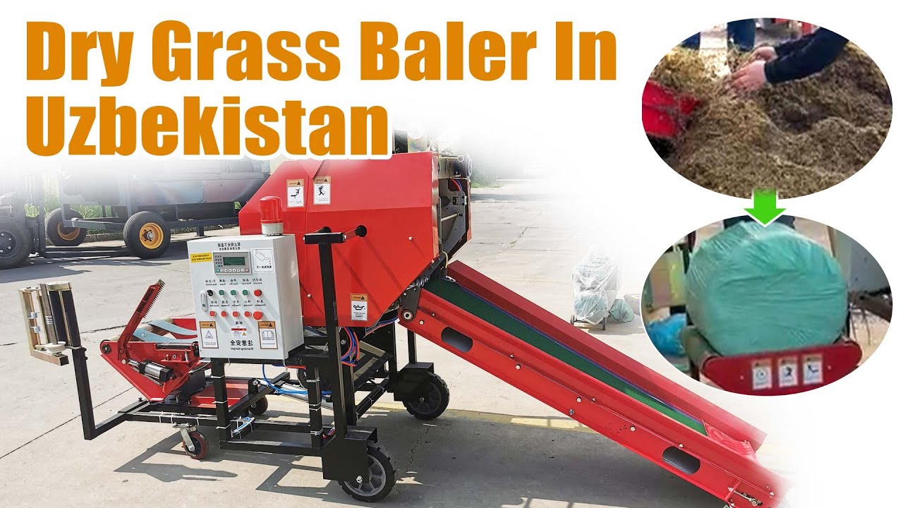 Demonstration: efficient work of round silage baler and wrapper for hay baling in Uzbekistan