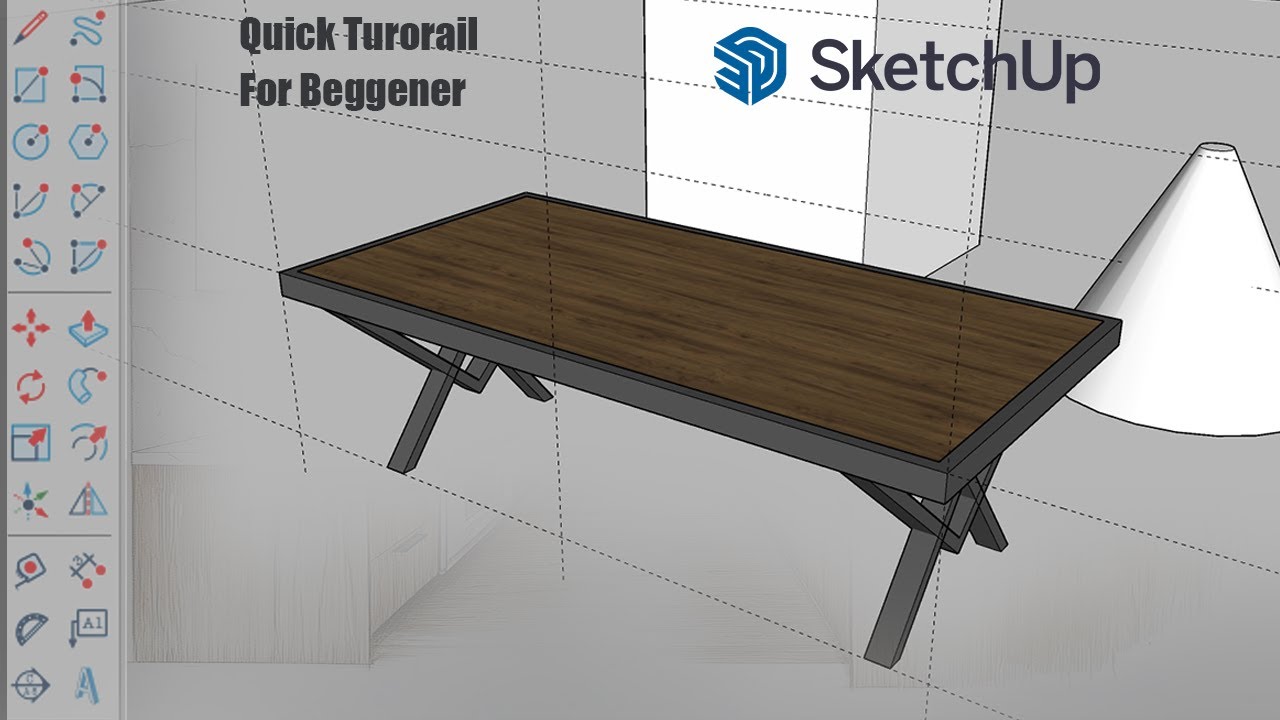 Quick Drawing of Big Dining Table (1.2m x 2.4m) | SketchUp Rendering