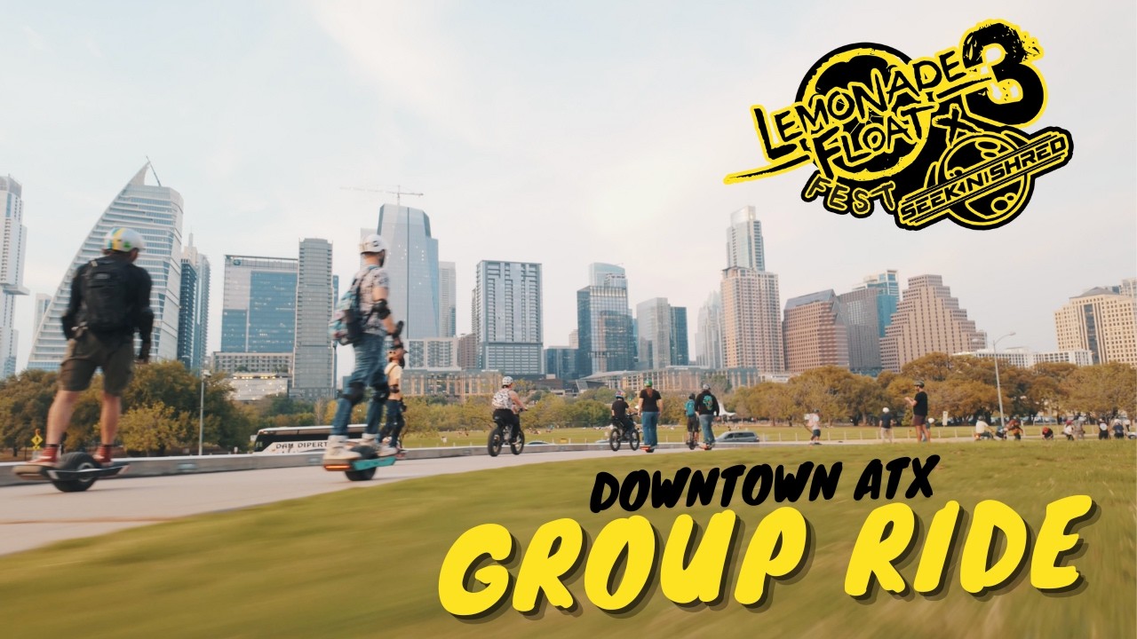 100+ ONEWHEELS in AUSTIN // Lemonade Float Fest 3 Group Ride on Onewheel XR Classic