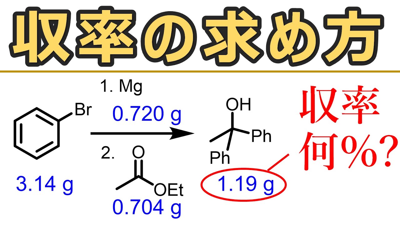収率の計算法【実験のレポートで必須！】