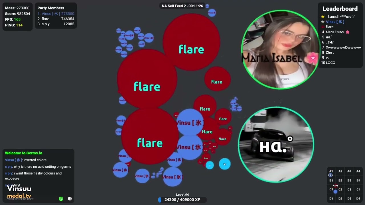 Germs.io Selffeed w/ flare, ipox, parker, and spy
