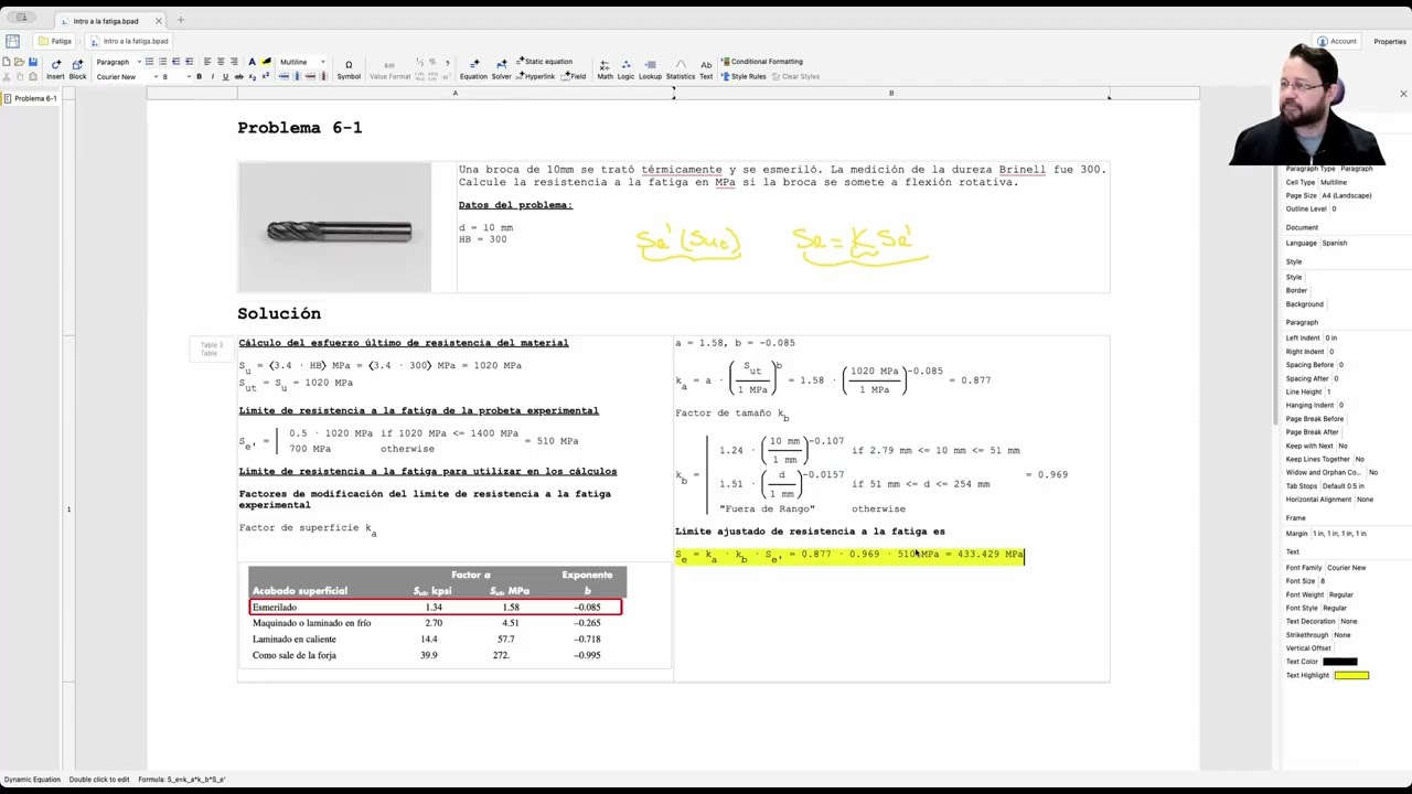 ¿Cómo calcular el límite de resistencia a la fatiga de un metal ferroso a partir su dureza Brinell?