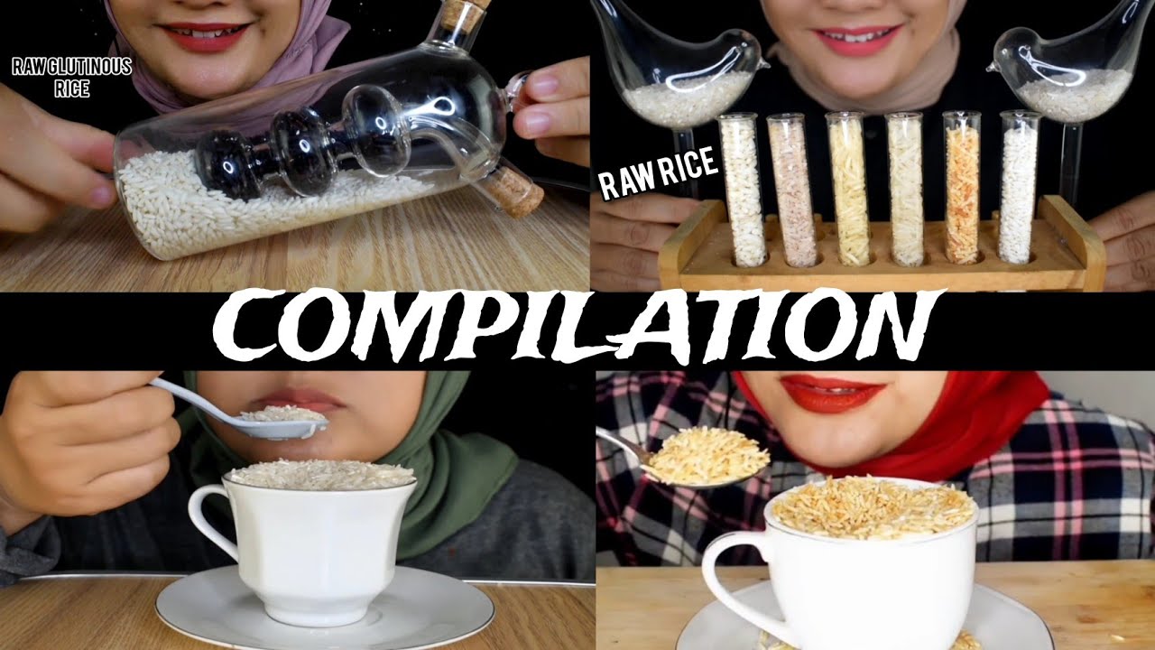 ASMR RAW RICE EATING || COMPILATION RAW RICE || MAKAN BERAS MENTAH