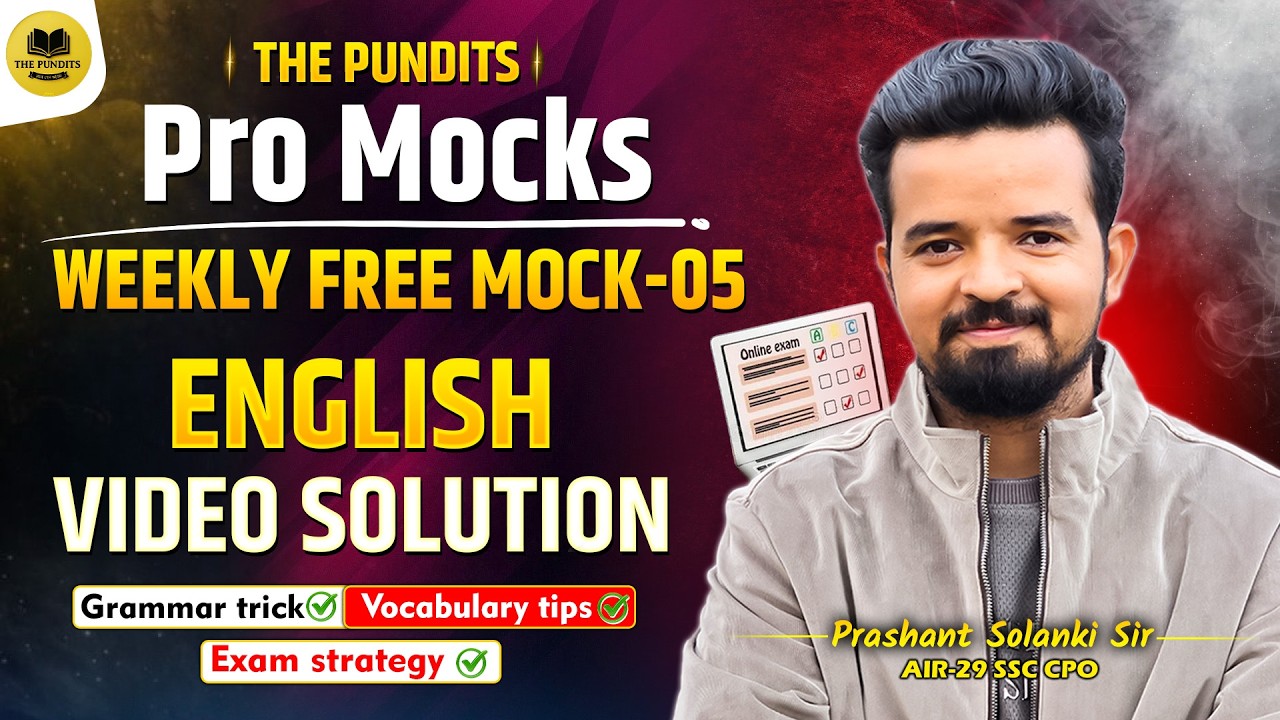 Pro Mocks | Live Mock 05 | English Video Solution | By Prashant Solanki Sir #mocktest #prashantsir