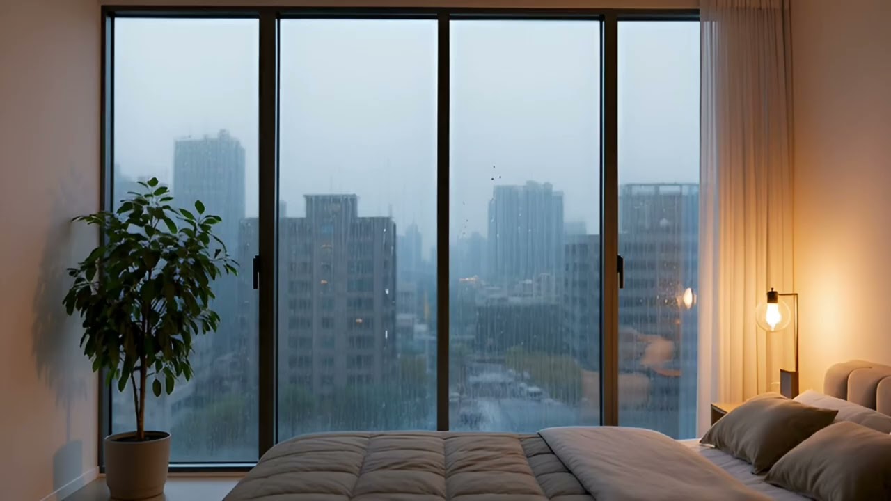 Rain Sounds 🌧️ Cozy Bedroom Thunderstorm for Sleep
