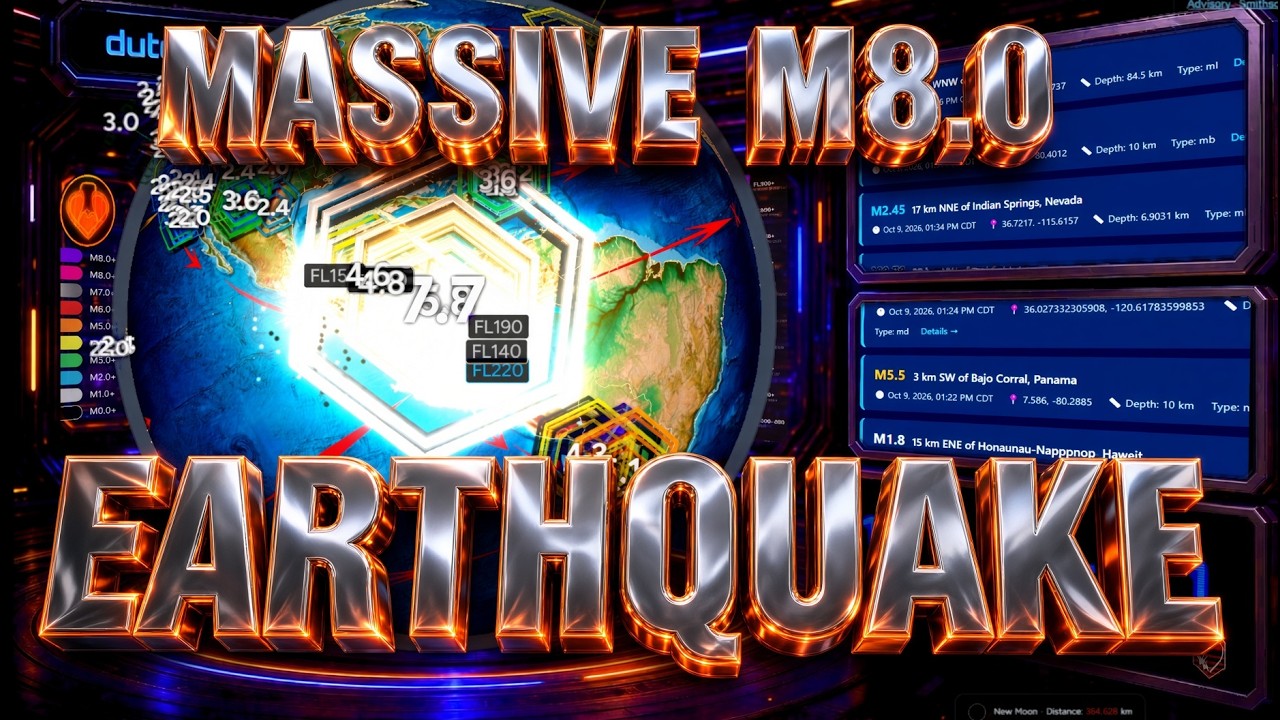 10/09/2026 -- ALERT:  MASSIVE M8.0 (M7.7) Earthquake strikes Central America Panama + Tsunami Threat