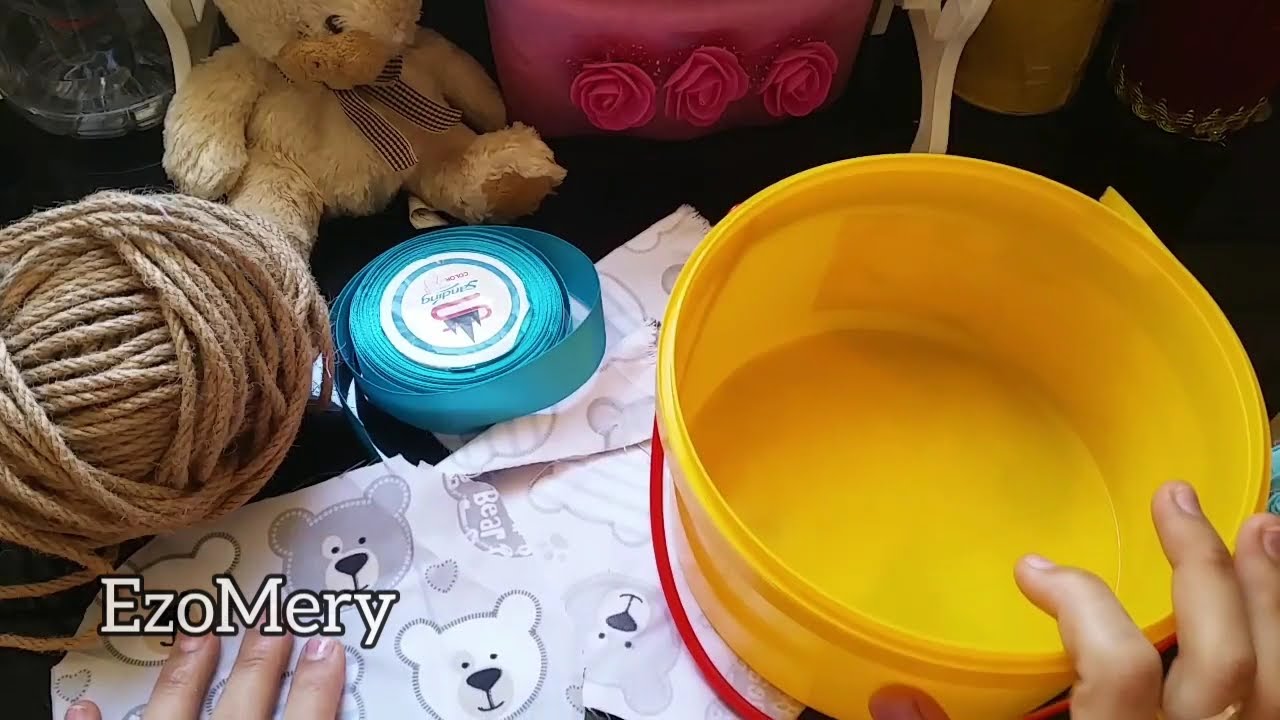 جيبي علبة جبن وتعالي نصنع اروع منظم لوازم الرضيع  بخيط الخيش  Diy jute storage box