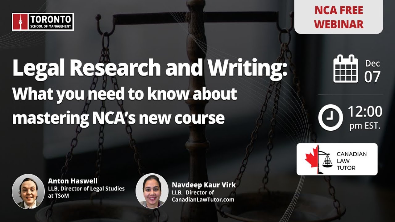 Legal Research and Writing NCA EXAM COURSE 2022 | Toronto School of Management | Navdeep Kaur Virk