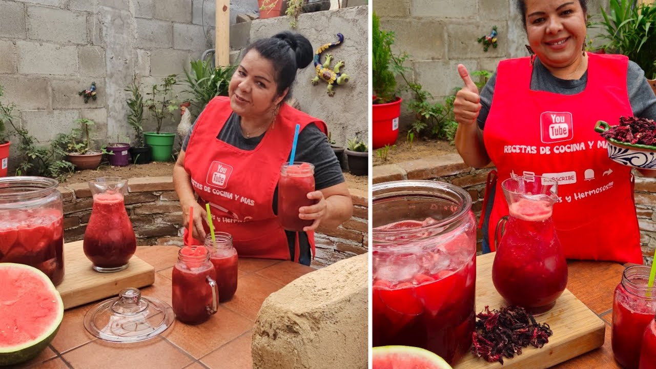 Agua Fresca de Sandía con Jamaica || Refrescante