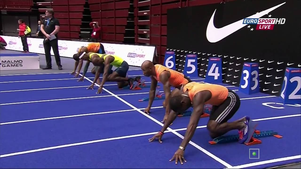 287 Kim Collins wins 60m 6 52 Malmo Games 2015