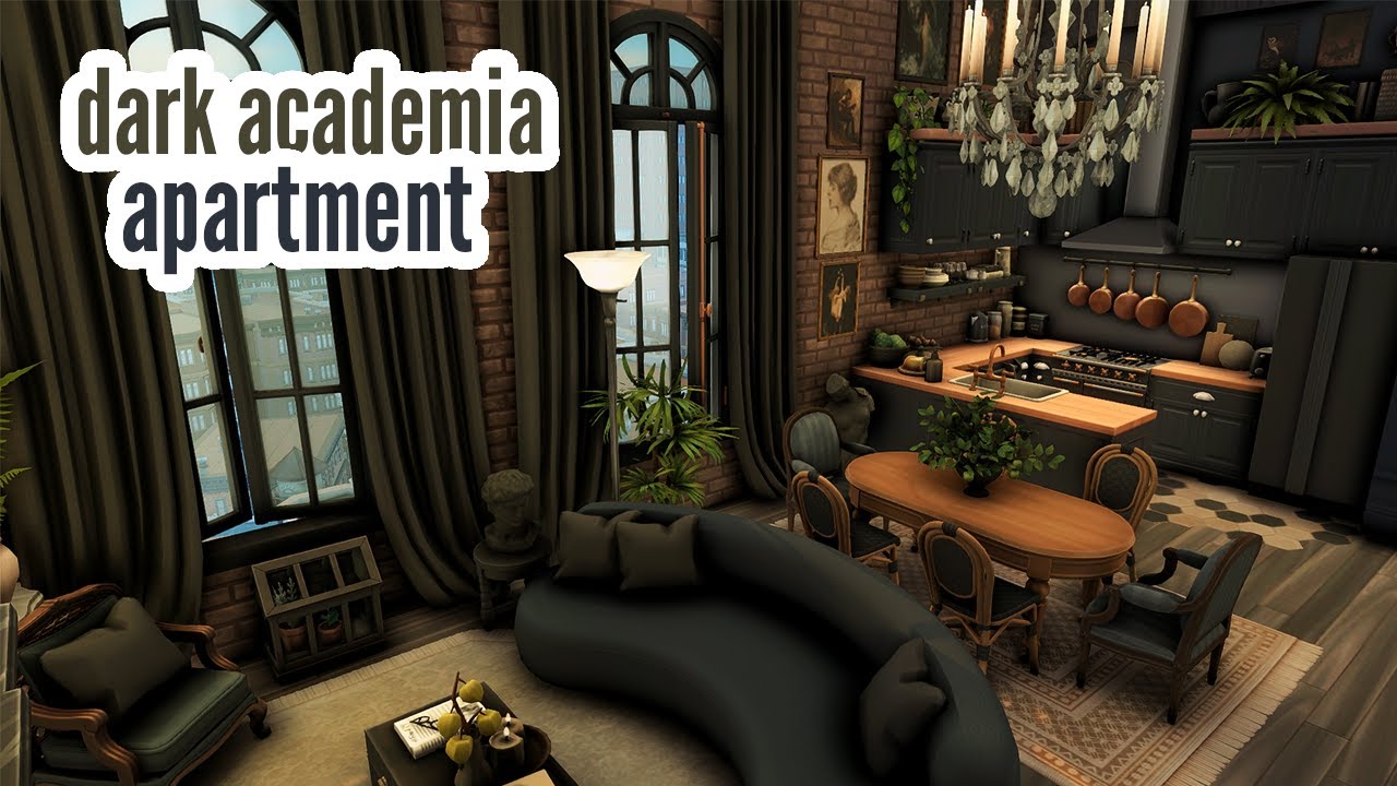 dark academia apartment \\ The Sims 4 CC speed build