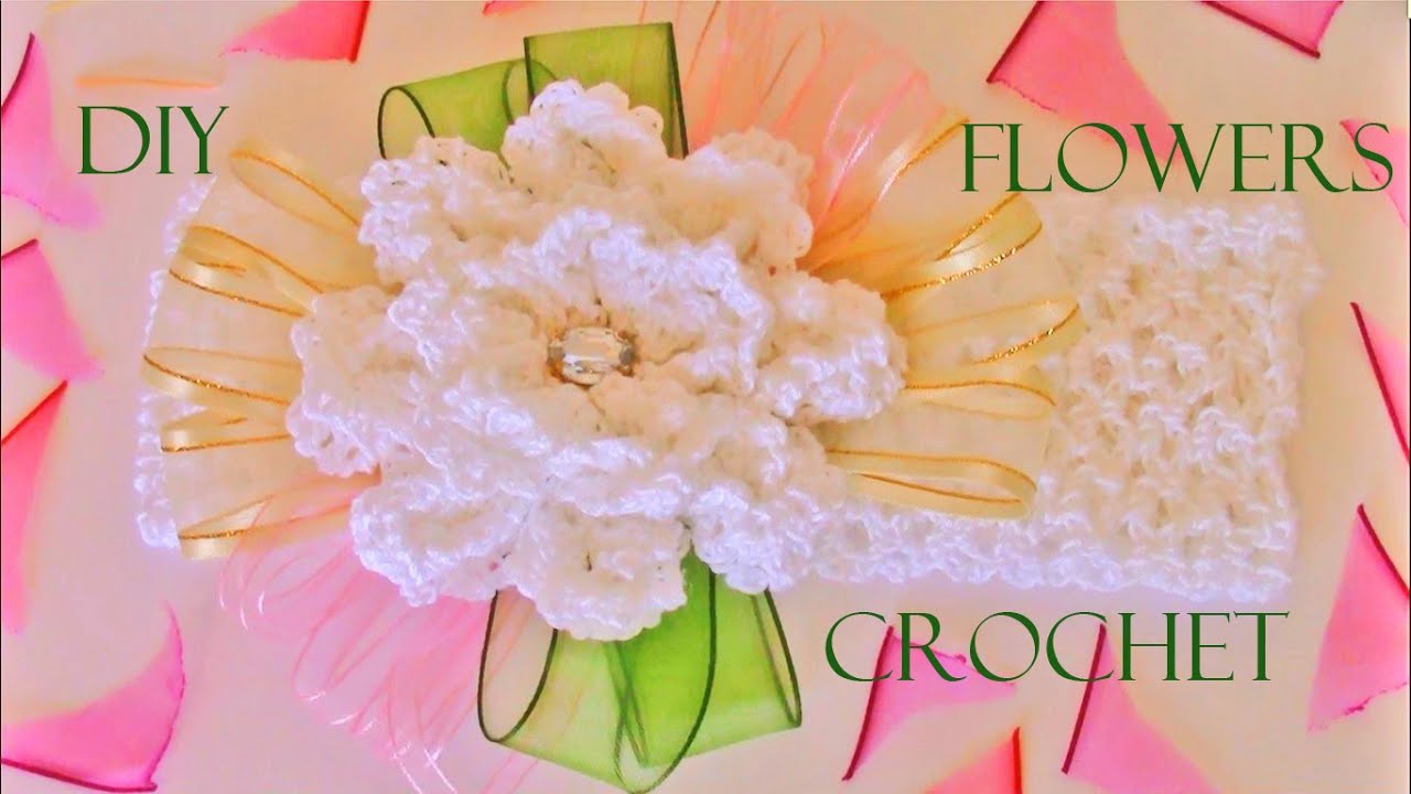 DIY flores diademas y moños a crochet - beautiful flowers to crochet headbands and ribbons
