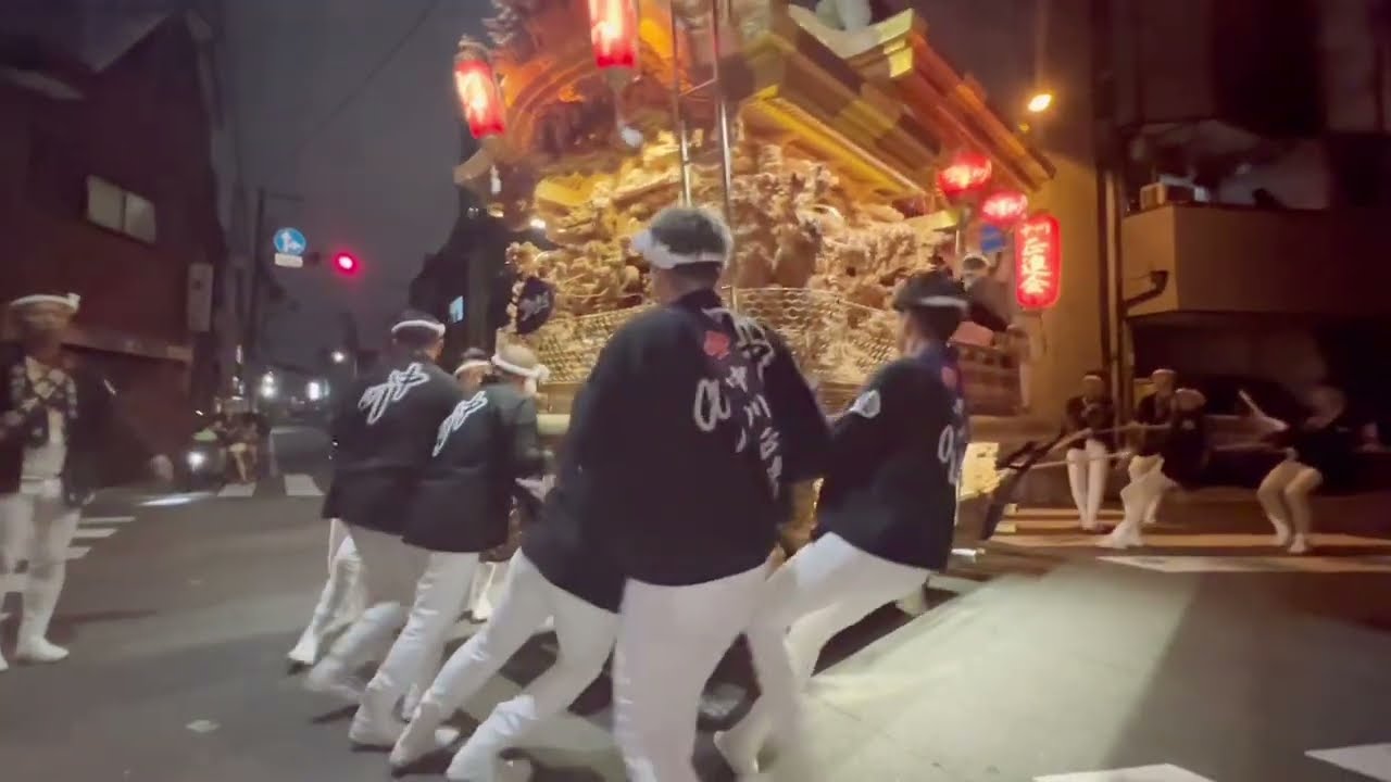 【 清見原神社に4台集結した 地車  おのおの村へ帰ってゆく風景 】清見原神社 合祀祭 夏祭り 〔大友 片江 中川 腹見 〕 だんじり祭り