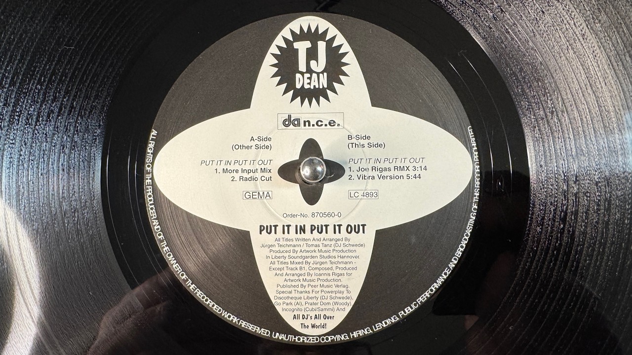 TJ Dean – Put It In Put It Out (Vibra Version) - Da n.c.e. – 870560-0 (1997)