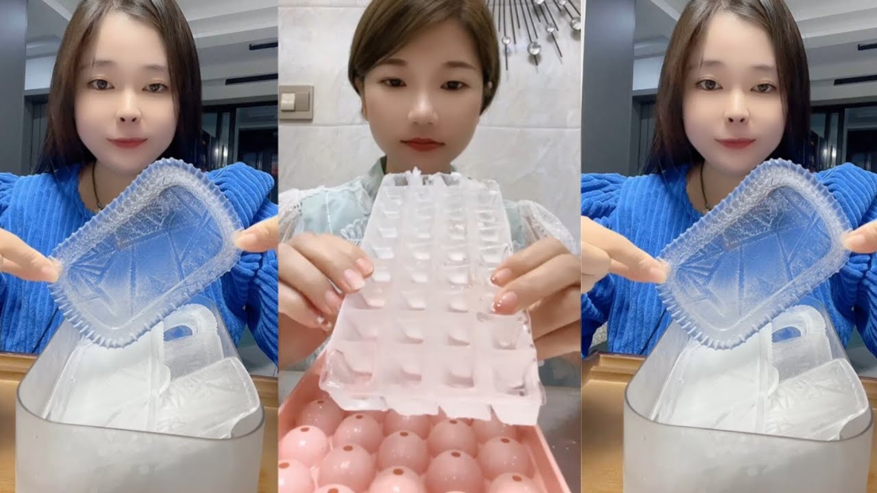 THIN CLEAR ICE WITH CLEAR ICE CUBES 🧊 #iceeating #asmr #asmrice #icecube #thinice