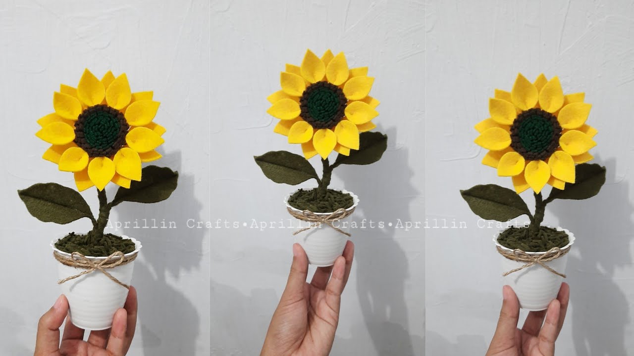 Diy bunga hias meja bunga matahri flanel||Diy home decor ideas felt sunflowers