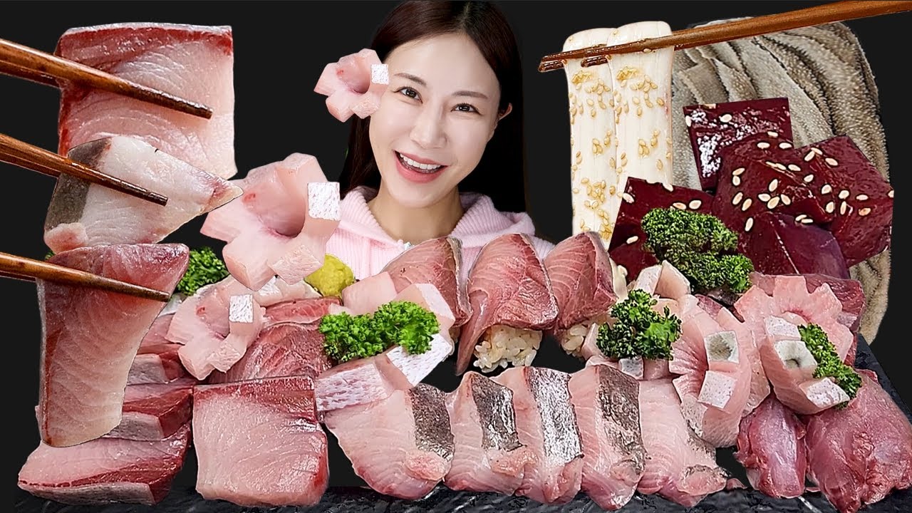 Yellowtail Sashimi 🐟 Сырая печень, Биф Спин, Omasum Mukbang
