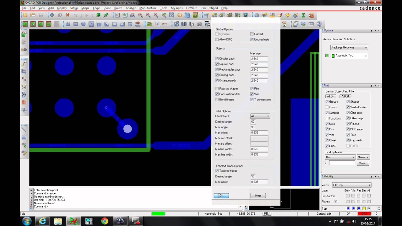 Tutorial OrCAD Fillets Tapered Traces