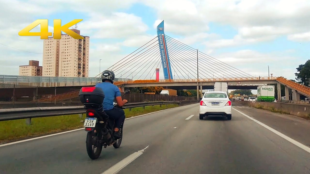 São Paulo e Guarulhos SP - Dirigindo pela Rodovia Presidente Dutra - Brasil 4K