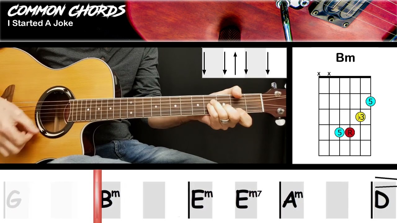 I Started A Joke -  Bee Gees | EASY GUITAR LESSON | Scrolling Chords & Lyrics