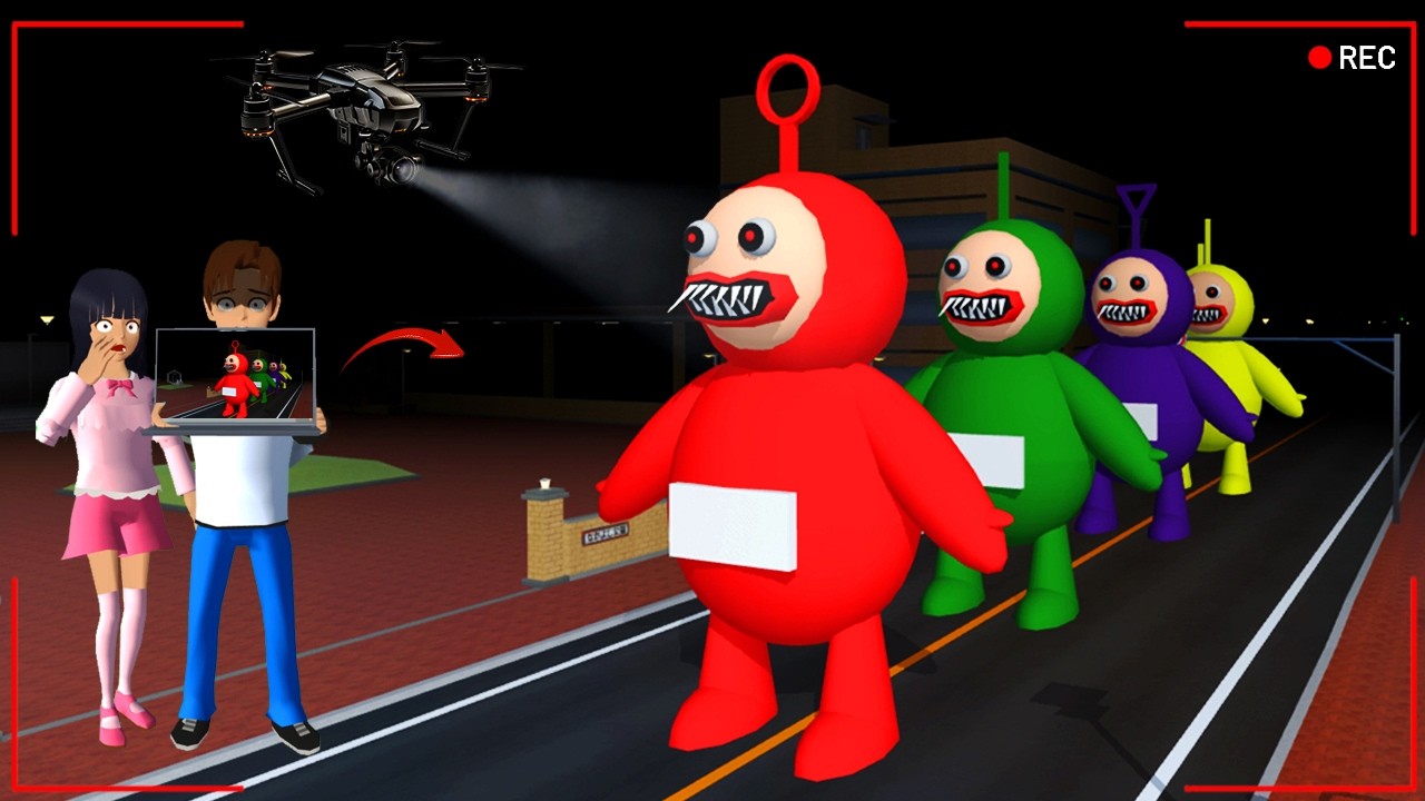 Yuta Mio Panik CCTV merekam Pasukan SLENDYTUBIES Raksasa Mengamuk di kota | Sakura School Simulator