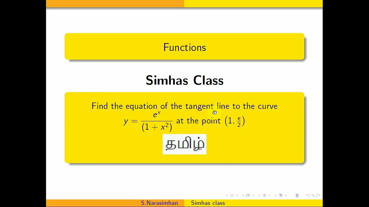 #MA3151 Найдите уравнение касательной к кривой y=e^{x} /(1+x^2) в точке (1,e/2)