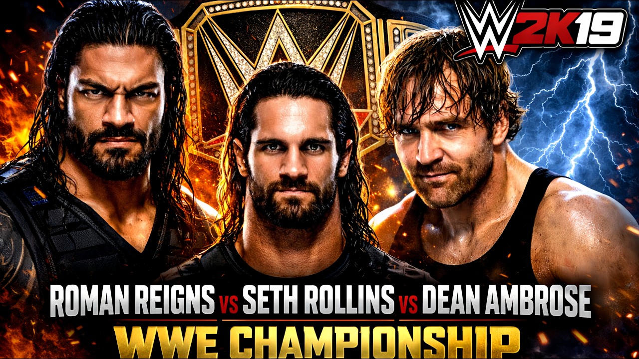ROMAN REIGNS VS SETH ROLLINS VS AMBROSE FOR WWE CHAMPIONSHIP! WWE 2K19
